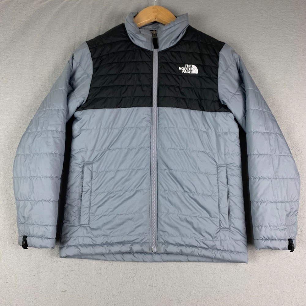 The North Face boys jacket M 10 12 Puffer Sherpa Boy Quilted gray black pockets